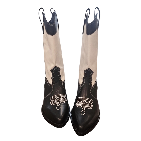 DKNY Women's Lukas Black and White Cowboy Boots - Picture 2 of 13